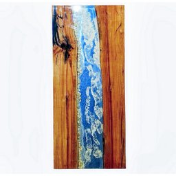 Mesa em Madeira de Lei e Resina Epóxi até 8 Lugares Tema "ondas do Mar " Craft Wood Mesa de 8 Lugare - 5