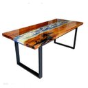 Ver imagem 3 de Mesa em Madeira de Lei e Resina Epóxi até 8 Lugares Tema "ondas do Mar " Craft Wood Mesa de 8 Lugare