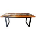 Ver imagem 2 de Mesa em Madeira de Lei e Resina Epóxi até 8 Lugares Tema "ondas do Mar " Craft Wood Mesa de 8 Lugare