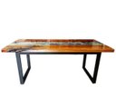 Ver imagem 2 de Mesa em Madeira de Lei e Resina Epóxi até 8 Lugares Tema "ondas do Mar " Craft Wood Mesa de 8 Lugare