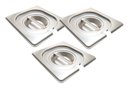 Ver imagem 2 de CONJ 3 TAMPAS 1/6 Em INOX Com ABERTURA Para Colher e Conchas Para CUBAS Em INOX 1/6 Originais ZAHAV