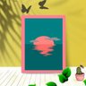 Quadro Decorativo Sunset com Moldura e Vidro 25X33 Quarto:Rosa - 1