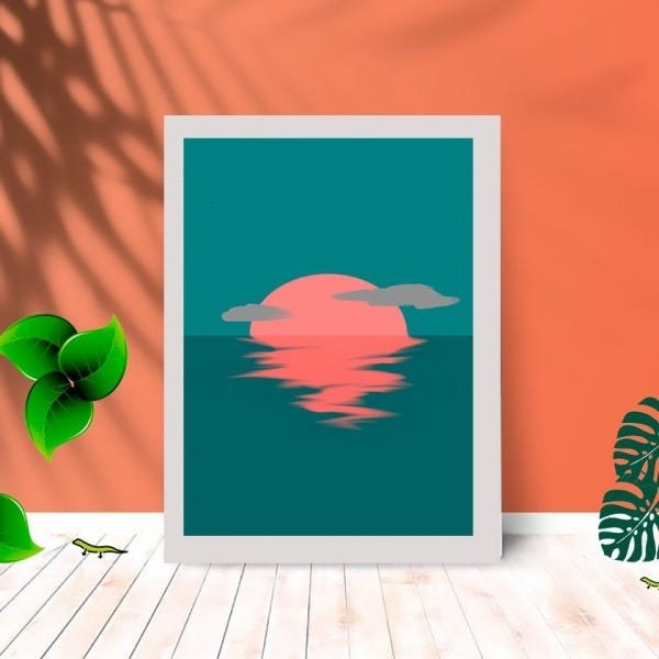 Quadro Decorativo Sunset com Moldura e Vidro 25X33 Quarto:Branco - 1