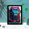 Quadro Decorativo Caminhão Scania Vermelho Moldura e Vidro:Preto - 1