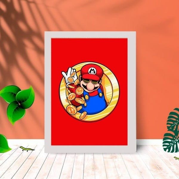 Quadro Decorativo Mario Coin com Moldura e Vidro 25X33 Quarto:Branco - 1