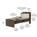 Ver imagem 3 de Cama de Solteiro Tamires Castanho com Capitone Estofado Gavetas Pretaleiras e Baú de Mdf