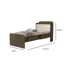 Ver imagem 2 de Cama de Solteiro Tamires Castanho com Capitone Estofado Gavetas Pretaleiras e Baú de Mdf