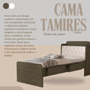 Ver imagem 4 de Cama de Solteiro Tamires Castanho com Capitone Estofado Gavetas Pretaleiras e Baú de Mdf