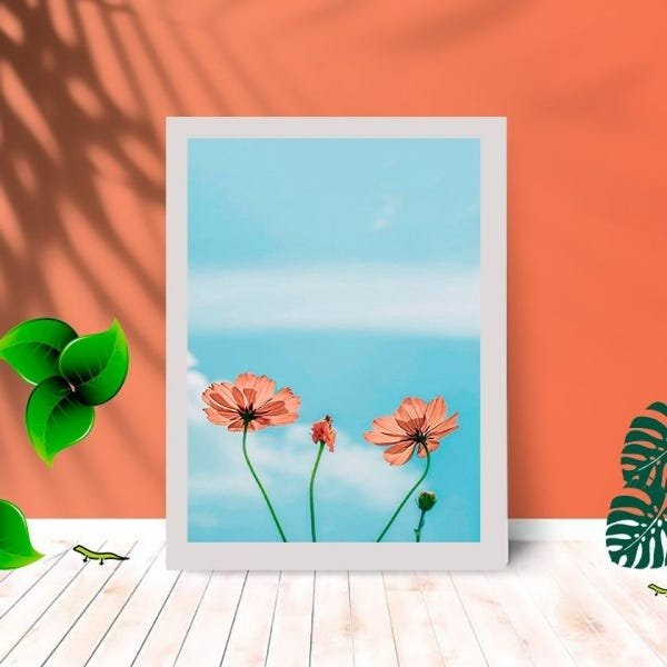 Quadro Decorativo Flores com Moldura e Vidro 25X33 Quarto:Branco - 1