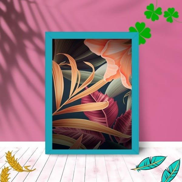Quadro Decorativo Paisagem Popular 2 Moldura e Vidro 25x33:Azul - 1