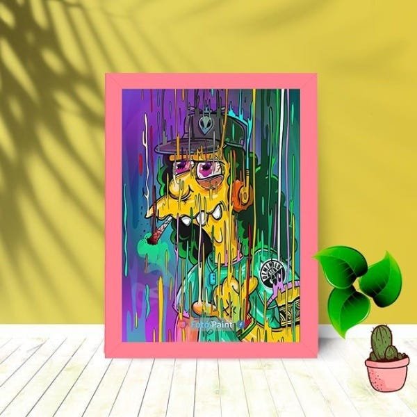 Quadro Decorativo Otto Simpsons Drop Moldura e Vidro 25x33:Rosa - 1