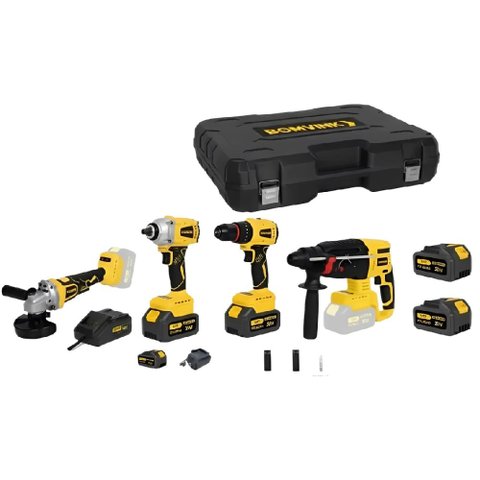 Kit 4 Ferramentas Multifunções Lixadeira/Chave de Impacto/Martelete 2 Bateria 21V - Bom-9760 - Bomvi