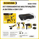 Ver imagem 6 de Kit 4 Ferramentas Multifunções Lixadeira/Chave de Impacto/Martelete 2 Bateria 21V - Bom-9760 - Bomvi
