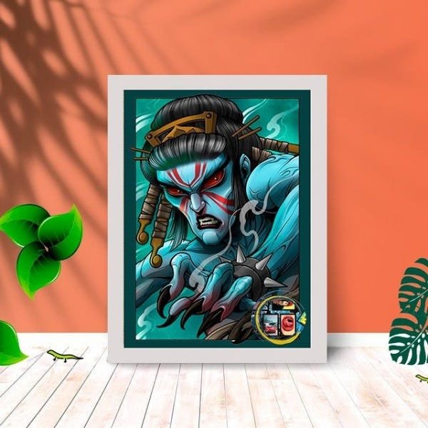 Quadro Decorativo Avatar Monster com Moldura e Vidro 25X33:Branco - 1