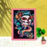 Quadro Decorativo Catrina Design com Moldura e Vidro 25X33:Rosa - 1