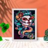 Quadro Decorativo Catrina Design com Moldura e Vidro 25X33:Azul - 1