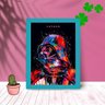 Quadro Decorativo Darth Vader Ink com Moldura e Vidro 25X33:Azul - 1