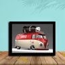Quadro Decorativo Kombi Coca Cola com Moldura e Vidro 25X33:Preto - 1