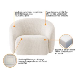 Poltrona Orgânica Luxo Recepção Amore Linho - 4