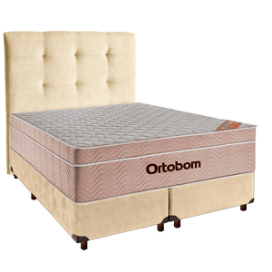 Cama Box + Colchão Queen Ortobom Molas Ensacadas Airtech + Cabeceira Estofada