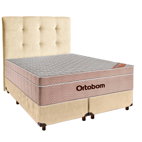 Cama Box + Colchão Queen Ortobom Molas Ensacadas Airtech + Cabeceira Estofada