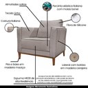 Ver imagem 3 de Poltrona Decorativa Pés em Madeira Tarantino Linho Areia Rústico - Gran Belo