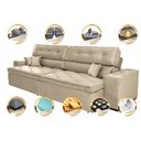 Ver imagem 3 de Sofá Retrátil e Reclinável 2.92M com Molas Cama Inbox Estilo Suede Velusoft Bege