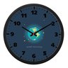 Relógio de Parede Earth Plástico 24 cm Redondo Preto Ômega:Preto - 1