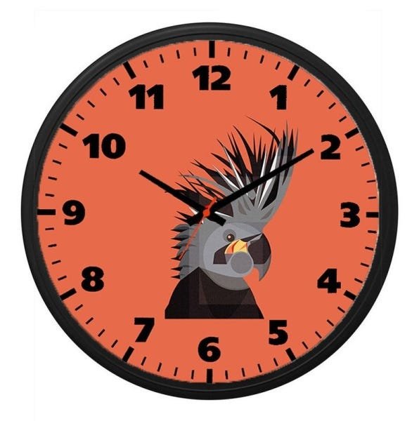 Relógio de Parede Cacatua Plástico 24 cm Redondo Preto Sala:Preto - 1