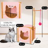 Casinha de Gato de Encaixe com Arranhador e Pompom Rosa - 3