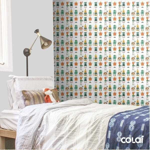 Papel de Parede Adesivo Lavável Robôs de Fundo Branco 18m - 4