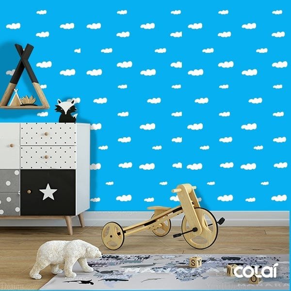 Papel de Parede Adesivo Lavável Céu Azul 18m - 2