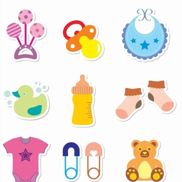 Papel de Parede Adesivo Lavável Utensílios de Bebê 18m - 1