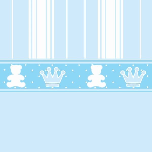 Papel de Parede Lavável Ursinho Coroado Azul Claro 18m - 1