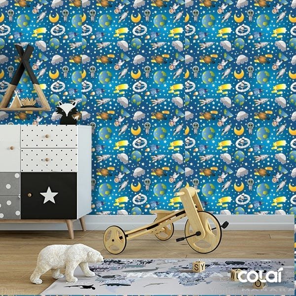 Papel de Parede Adesivo Lavável Espaço Sideral - 2