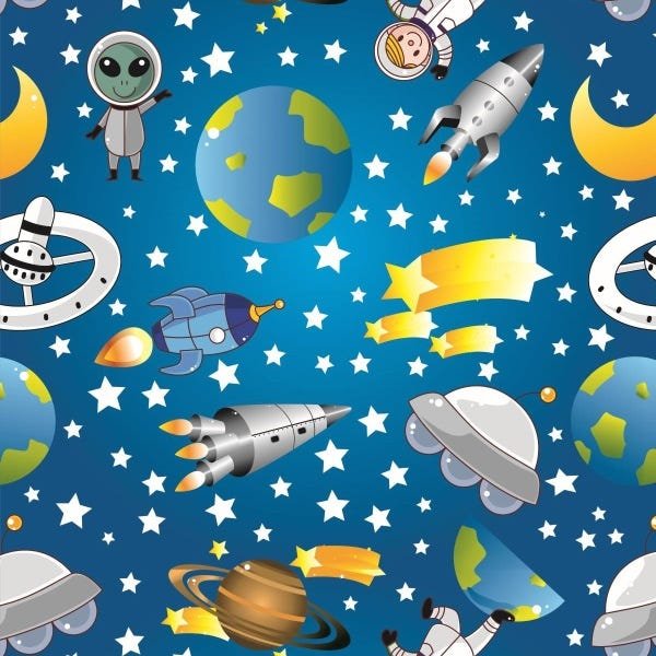 Papel de Parede Adesivo Lavável Espaço Sideral - 1