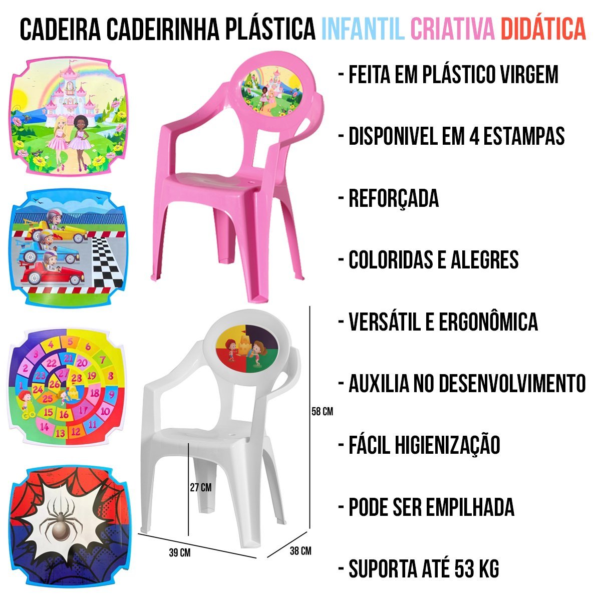 Conjunto de Mesa e 2 Cadeiras Infantil Princesas Rosa - 3