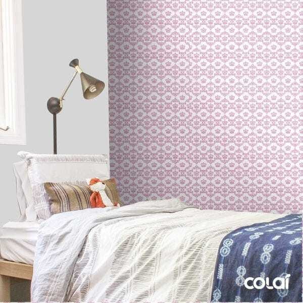 Papel de Parede Adesivo Lavável Coroa Rosa 9m - 4