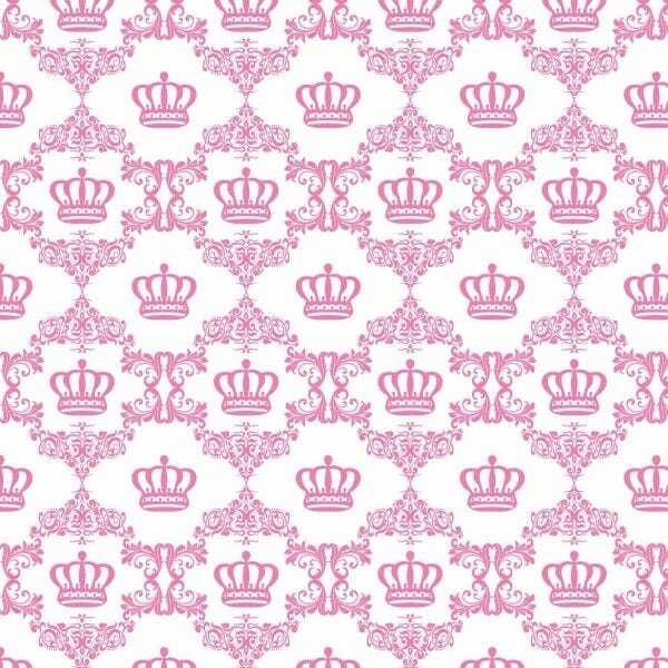 Papel de Parede Adesivo Lavável Coroa Rosa 9m - 1