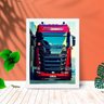 Quadro Decorativo Caminhão Scania Vermelho Moldura e Vidro:Branco - 1