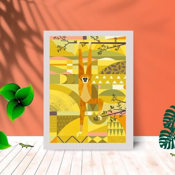 Quadro Decorativo Mico Abstrato com Moldura e Vidro 25X33:Branco - 1