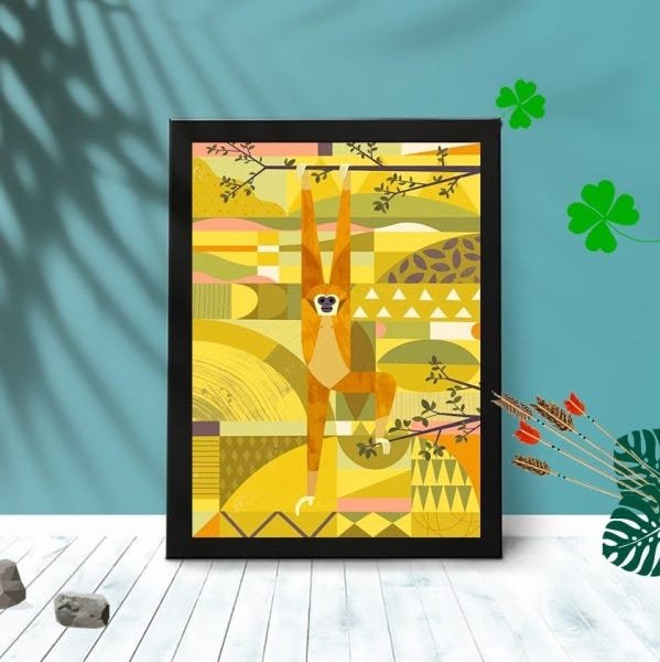 Quadro Decorativo Mico Abstrato com Moldura e Vidro 25X33:Preto - 1