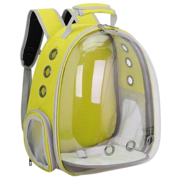 Mochila Pet Transporte Cães Gato Visão 360 Panorâmica Passeio Confortável: Cor:amarelo - 2