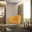 Ver imagem 2 de Poltrona Decorativa Base Industrial Dourado Stella Bouclê Mostarda D03 - D'Rossi