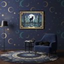 Ver imagem 1 de Quadro Carta Tarot Gatos a Lua 70x50cm Mold Branca