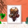 Quadro Decorativo Crânio Humano com Moldura e Vidro 25X33:Branco - 1