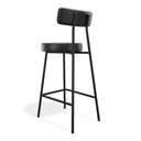 Ver imagem 4 de Banqueta Alta Cozinha Kobe Estofada com Encosto Couríssimo Preto - Desk Design