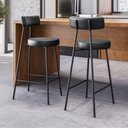 Ver imagem 2 de Banqueta Alta Cozinha Kobe Estofada com Encosto Couríssimo Preto - Desk Design