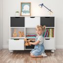 Ver imagem 1 de Nicho Estante Quarto Infantil 3 Gavetas com Rodízios - Nicho c/6 Gav Branca Preto
