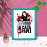 Quadro Série La Casa de Papel com Moldura e Vidro 25X33 Sala:Azul - 1